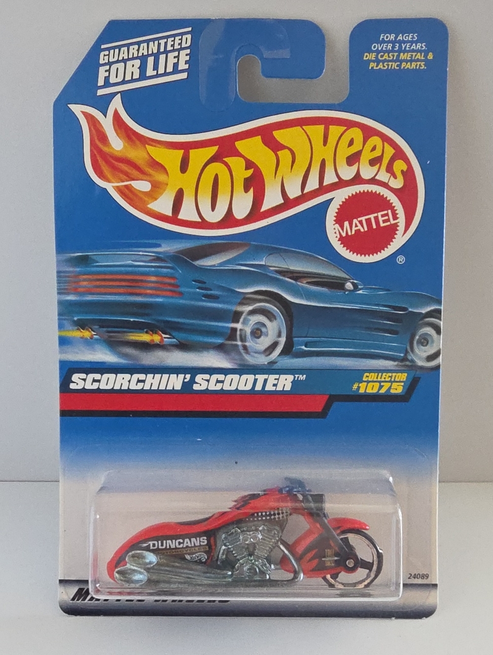 Hot Wheels 1998 Scorchin Scooter #1075 Red Motorcycle 1:64 Diecast New-Unopened